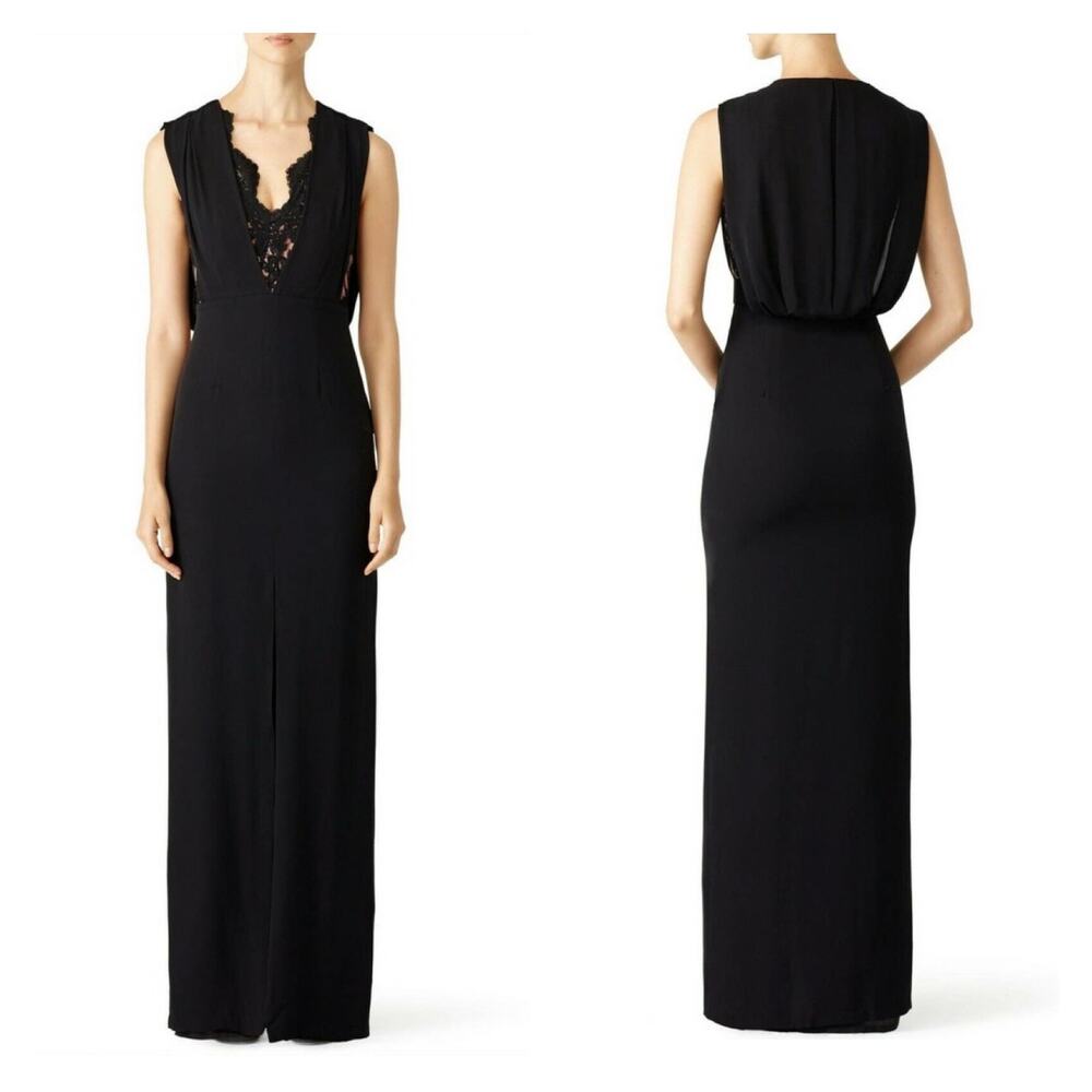Raoul Lana Scallop Black Lace Overlay Maxi Dress Size 2 - Picture 10 of 10